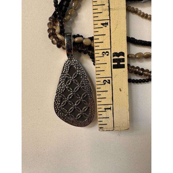 Premier Designs Multistrand Beaded Necklace W/ Reversible Metal & Faux Snakeskin - Picture 10 of 16